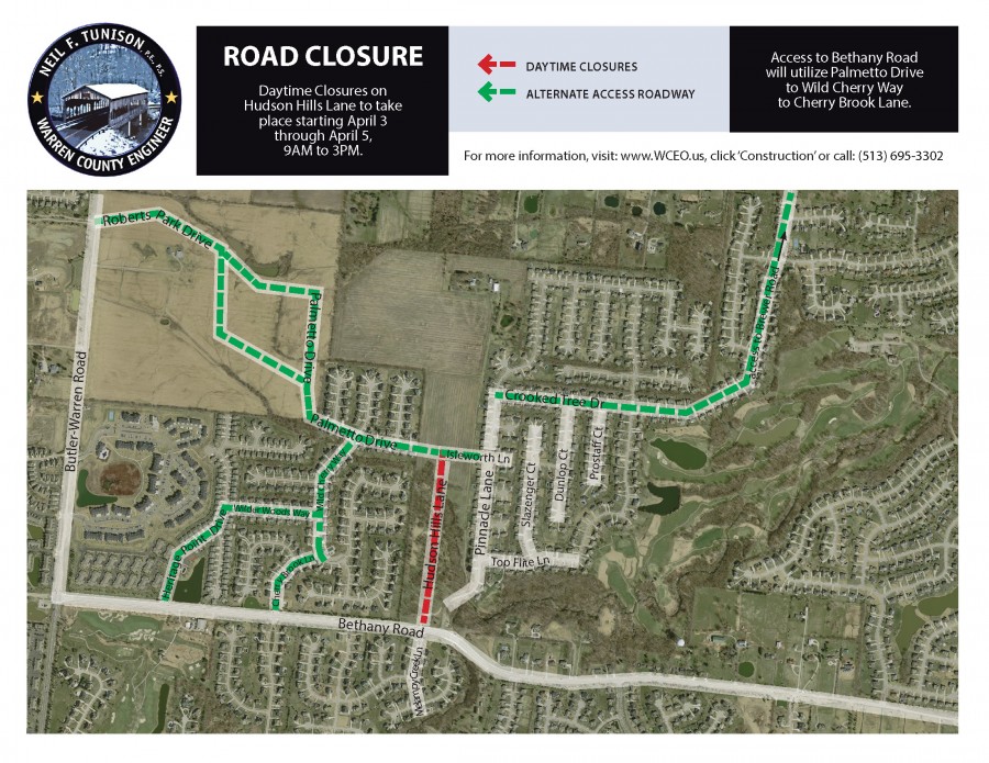 Daytime Closures in Hudson Hills Development for Concrete Traffic Island Removal